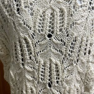 White Wool Knit Coat L